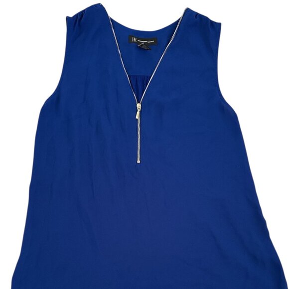 INC International Concepts Women’s Blue Sleeveless Blouse Top Zip Front Size M - Picture 1 of 7
